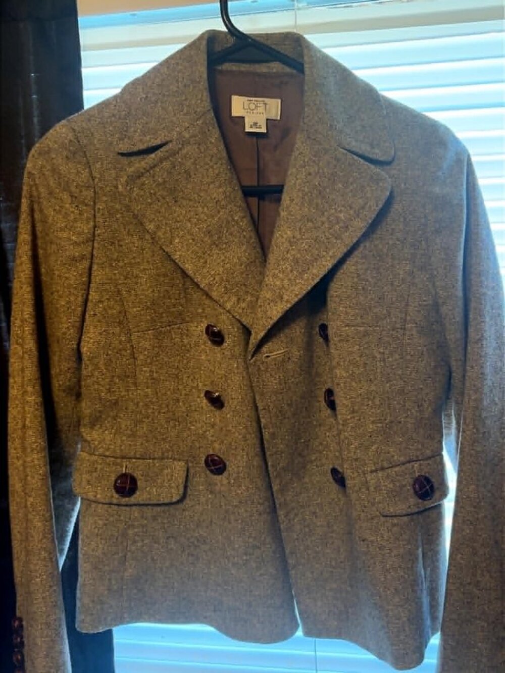 ann taylor petites 0P blazer 8%wool brown EUC lined